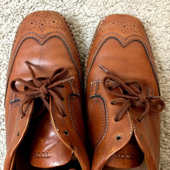 TOD'S $750 Brown Leather Wingtip Brogues Size 39 EU Men's 9 Lace-Up Dress Shoes‎ - Picture 12 of 16